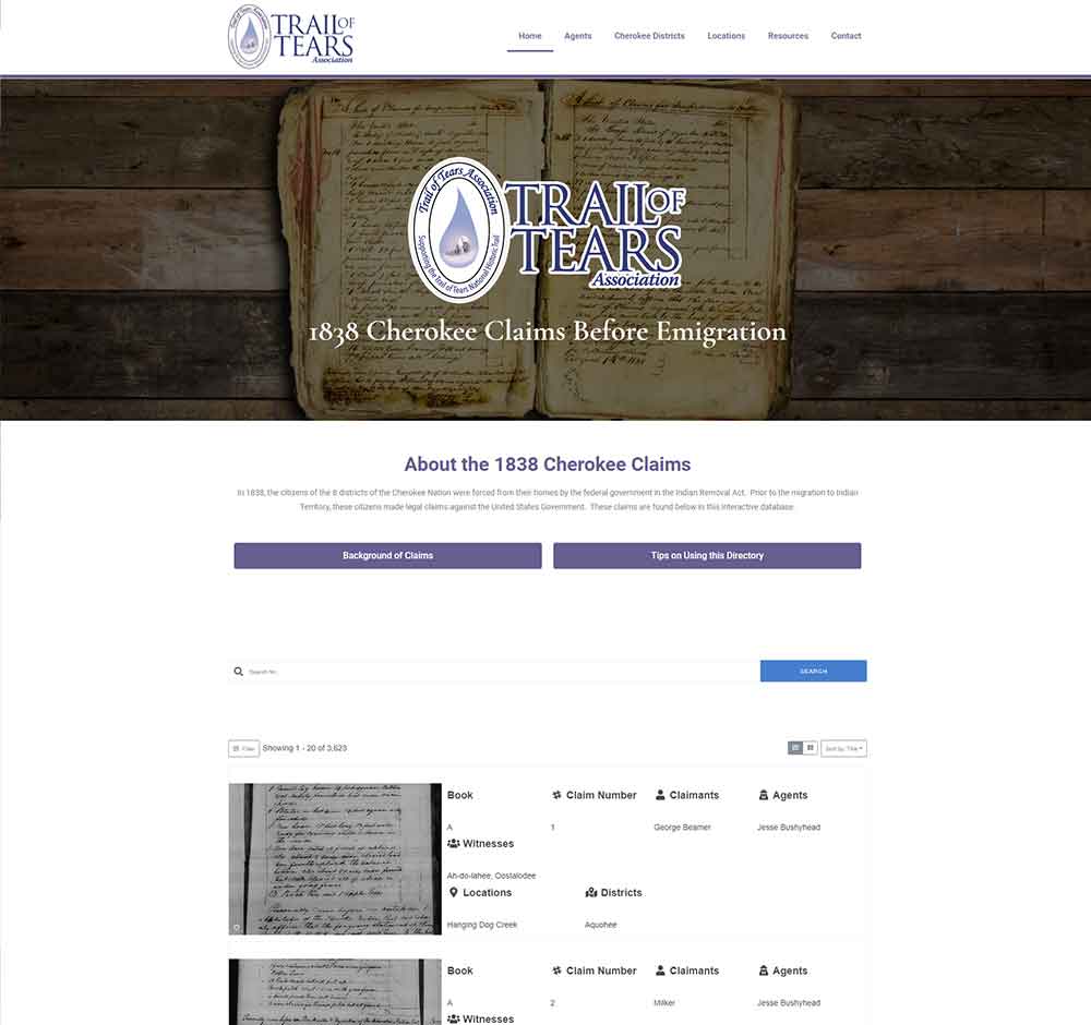 Megaphone Pro Solutions - Client Site, National Trail of Tears Association